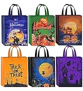 AhfuLife 4/8PCS Halloween Trick or Treat Gifts Bags, Halloween Sweets Candy Tote Bag with Handles...
