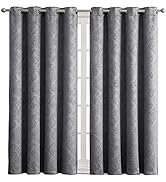 AMEHA Blackout Curtains for Living Room – 230 GSM Embossed Grey Eyelet Curtains Bedroom, 46x54 In...
