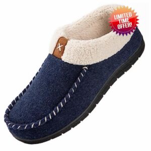 VeraCosy Women's Wool Felt Hi-Top Memory Foam Moccasin Slippers with Comfort Fleece Lining