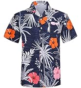 iCKER Hawaiian Shirt Beach Shirt Mens Short Sleeve Shirt Floral Classic Shirt Print Casual Regula...