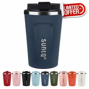SUNTQ Reusable Coffee Cups Travel - Coffee Travel Mug with Leakproof Lid - Thermal Mug Insulated Cup - Stainless Steel Coffee Travel Cup - for Hot and Cold Drinks (Dark Blue