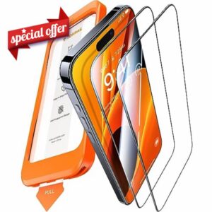 TORRAS [1:1 Full Screen Glass] for iPhone 15 Pro Screen Protector [TOP 9H+ Military 8FT Certified] [No Dust No Bubbles] Longest Durable Glass iPhone 15 Pro Protective Glass Tempered 15 Pro GlassGo