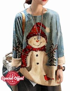YESNO Women Long Sleeve Jumpers Oversized Graphic Knitted Sweater Crew Neck Loose Vintage Pullover Sweater Tops S01UK