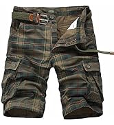iCKER Mens Multi-Pocket Cotton Shorts Camo Cargo Shorts Loose Fit Camouflage Short