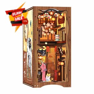CUTEBEE DIY Book Nook Kit - DIY Miniature Dolls House Kit with Furniture and LED Light