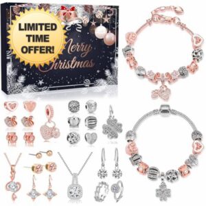 iZoeL Jewelry Advent Calendar 2023 for Women - Girls Bracelets Advent Calendar Necklace Earrings 24 Surprises Gifts for Teenage Wife Mother Girlfriend Daughter Granddaughter Mom Rose Gold