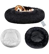 OKPOW Donut Dog Bed Medium Washable - Anti Anxiety Calming Cosy Fluffy Plush Puppy Kitten Round S...