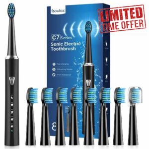 Sonic Electric Toothbrush for Adults and Kids - Rechargeable Sonic Toothbrush with 8 Brush Heads