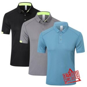 HUAKANG 3Pack Men's Breathable Golf Polo Shirt Workout Polo Shirts Short Sleeve Sports Gym Tee Top Quick-Dry Polo Shi