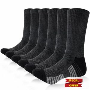 Alaplus Mens Socks Wicking Breathable Cushion Comfortable Casual Crew Socks Outdoor Multipack Performance Hiking Trekking Walking Athletic Socks (6 Pairs)