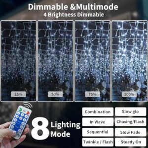 15+5M/66Ft 600LED Icicle Fairy Lights Outdoor Waterproof with Remote