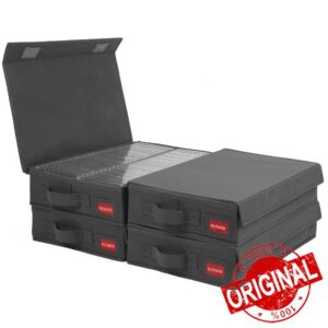 NUSWOR Exceptional Audio Cassette Storage Solution - Stackable Cassette Tape Box - Cassette Tape Case - Holds 144 Cassette Cases - 16.34 x 9.25 x 3.54 Inches - 4 Pack
