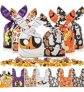 120PCS Halloween Sweets Candy Bags for Trick or Treating, AhfuLife Halloween Treat Bags for Sweet...
