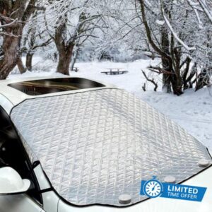 iZoeL HC0091-1 Windscreen Snow Windshield Cover Windproof Magnetic Edges Waterproof Silber 147cm*126cm for Large Car SUV Truck