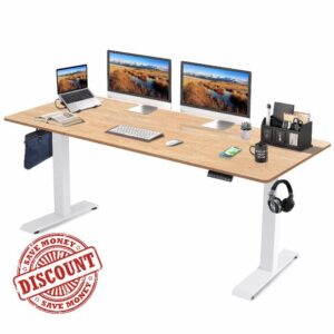 KAIMENG Electric Standing Desk 160x80cm with USB Charging Height Adjustable Sit Stand Desk