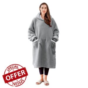 Aisbo Oversized Blanket Hoodies for Women - Sherpa Fleece Wearable Hoodie Blanket for Mens Adult