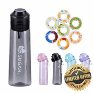 AVZYARDY NEW Air Water Bottle 650ml Fruit Fragrance Water Bottle BPA Free Sports Air Water Bottle Set with 7 Fruit Flavour Pods Scented 0 Sugar and Water Cup with Straw