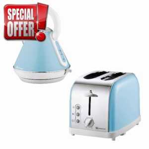 SQ Professional Breakfast Set 2pc Kettle 2200W & 2 Slice Toaster 900W (Dainty Skyline Blue)