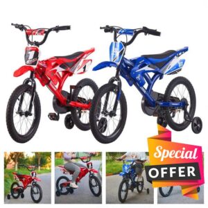 BSTSEL 12"/16" Boys&Girls Kids Bicycle Moto Bike With Removable Stabilisers Wheels For Ages 3-9 Years Old Children Bike Gif