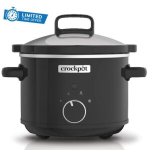 Crockpot Slow Cooker | Removable Easy-Clean Ceramic Bowl | 2.4 L (1-2 People | Energy Efficient | Black [CSC046]            [Energy Class A]