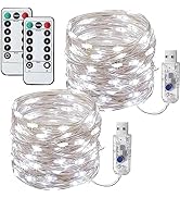 LITYBY [2 Pack Fairy Lights for Bedroom, 120LED 40Ft Fairy Lights Plug in Powered, 8 Modes Outdoo...