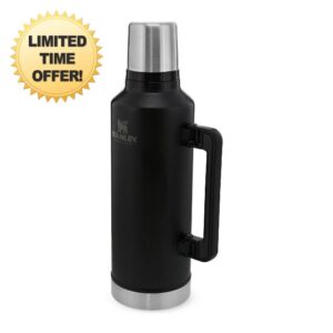 Stanley Classic Legendary Thermos Flask 2.3L - Keeps Hot or Cold for 45 Hours - BPA-free Thermal Flask - Stainless Steel Leakproof Coffee Flask - Flask for Hot Drink - Dishwasher Safe - Matte Black