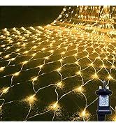 Gresonic 160LED 8 Modes Timer Net Fairy Lights,Christmas Net Lights Outdoor Decorations,Plug-in W...