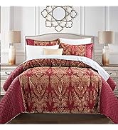 AMEHA Luxury Jacquard Quilted Bedspread 3 Pcs Super King Size Comforter Set includes 1 Coverlet w...