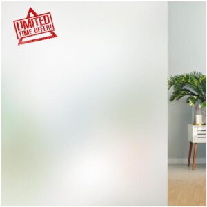 Lifetree Frosted Window Film Privacy: Opaque Window Film for Glass Windows Self-Adhesive Sun Blocker Anti UV Window Frosting Film Static Cling Films for Home Office Bathroom (Frosted