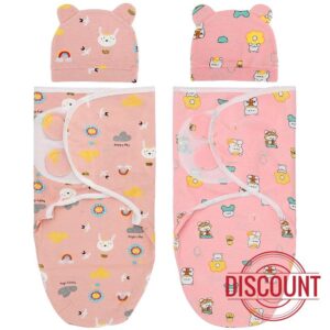 Fadcaer 2 Pack Baby Swaddle Baby Blankets Wrap Adjustable Newborn Swaddle Set Baby Swaddle Wrap Newborn Baby Clothes Swaddle Blanket Newborn Baby Sleeping Bag for Boys Girls 0-12 Months (Pink)