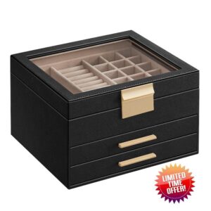 SONGMICS Jewellery Box with Glass Lid