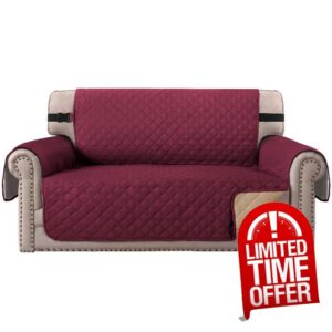 BellaHills Water Repellent Sofa Covers 2 Seater Sofa Protectors from Pets Reversible Loveseat Couch Covers Non-Slip Furniture Slipcovers with Elastic Straps for Pets Kids (Loveseat
