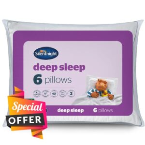 Silentnight Deep Sleep Pillow Pack of 6 - Soft Hotel Bed Pillows 6 Pack - Machine Washable Hollowfibre Sleep Easy Pillows