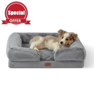 Bedsure Medium Dog Sofa Bed - Washable Orthopedic Dog Beds and Couch with Removable Flannel Zipper Cover