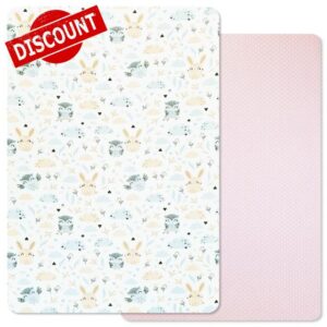 Travel Cot Sheets 95 x 65 cm Fitted - 100% Natural Cotton Baby Fitted Sheets - 2pcs Set - to fit Travel Cots & Bedside Cribs - Made in Europe (95x65cm