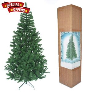 SHATCHI Alaskan Pine Black/Green/White Christmas Bushy Looking Artificial Tree with Metal Stand Xmas Home Décor