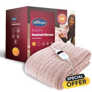 Silentnight Comfort Control Heated Throw Blanket - Luxury Fleece Electric Heated Overblanket for Sofa Bed with 9 Heat Settings