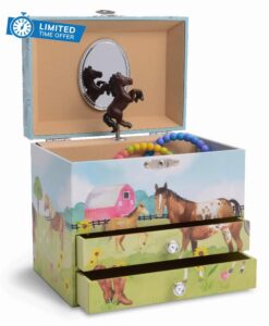Jewelkeeper Horse Jewellery Box for Girls with 2 Drawers