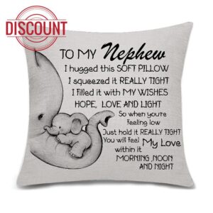 Bacmaxom Nephew Gifts Cushion Cover Throw Pillow Cover for Nephew from Auntie Uncle Birthday (nephew)