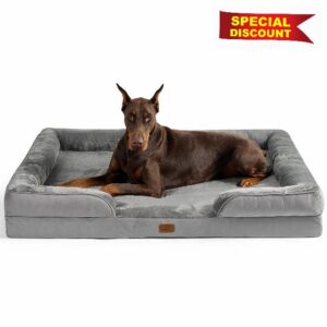 Bedsure XXL Dog Sofa Bed Washable - Extra Large Orthopedic Dog Beds with Removable Flannel Zipper Cover