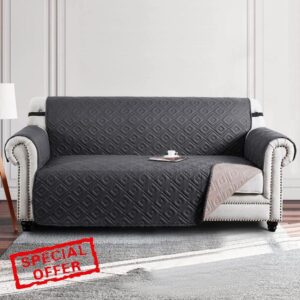 Moonlight Bedding Sofa Cover 3 Seater Reversible Quilted Sofa Covers Adjustable Waterproof Elastic Straps Sofa Covers