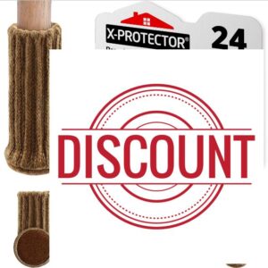 Chair Leg Socks X-PROTECTOR – 24 PCS Furniture Socks – Chair Covers for Legs 25 mm -50 mm - Chair Leg Floor Protectors – Knitted Chair Feet Socks – Shape Doesn't Matter!