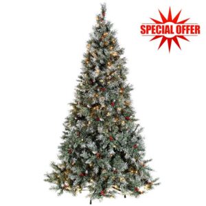 WeRChristmas Pre-Lit Scandinavian Blue Spruce Christmas Tree with 400 Chasing Warm LED Lights