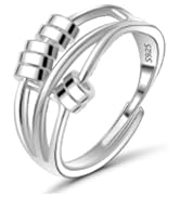 Fidget Ring,Anxiety Ring for Women,Sterling Silver 925 Fidget Ring for Anxiety Women,Adjustable F...