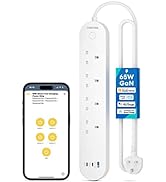 Meross Smart Power Strip, 6 AC Outlets and 4 USB Ports, smart extension lead alexa compatible, Co...