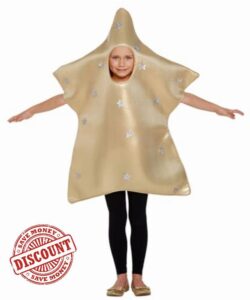 LUXE DIVA Kids Star Christmas Costume - Large Gold Star Costume - Childs Novelty Christmas Nativity Fancy Dress Costume
