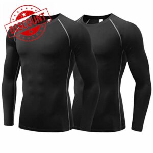 Sillictor Mens Compression Base Layer Top Quick Dry Long Sleeve Running Top Mens UPF 50+ Sports Underlayer for Ski Golf Cycling Hiking Football
