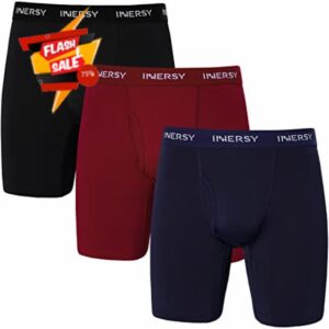 INNERSY Mens Long Leg Boxers Shorts Anti Chafing Underwear Trunks with Fly Mesh Underpants Pack of 3