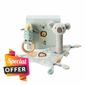 Nuby Animal Adventures Baby Gift Set – 3-Piece Keepsake Set | Comforter