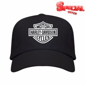 Harley Davidson Logo Cap Man Black 5 Panels 100 Cotton 340 g/m² Black Cap Harley